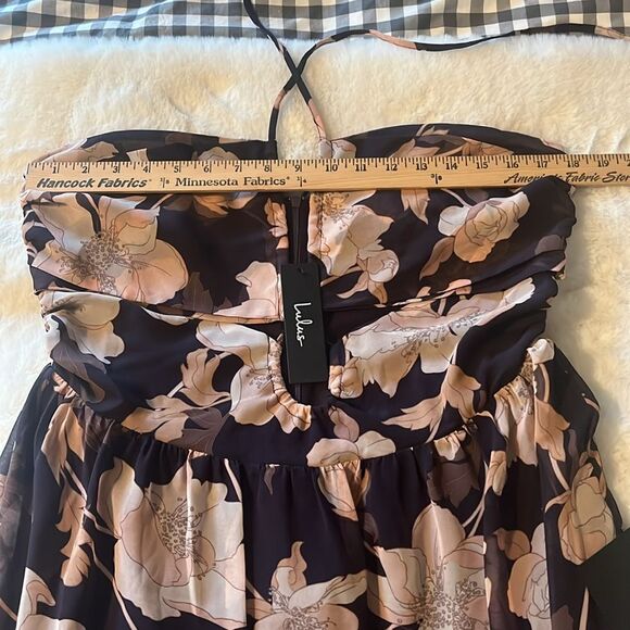 New Lulus Blooming Elegance Purple Floral Cutout Halter Maxi Dress Size XL - Picture 10 of 12